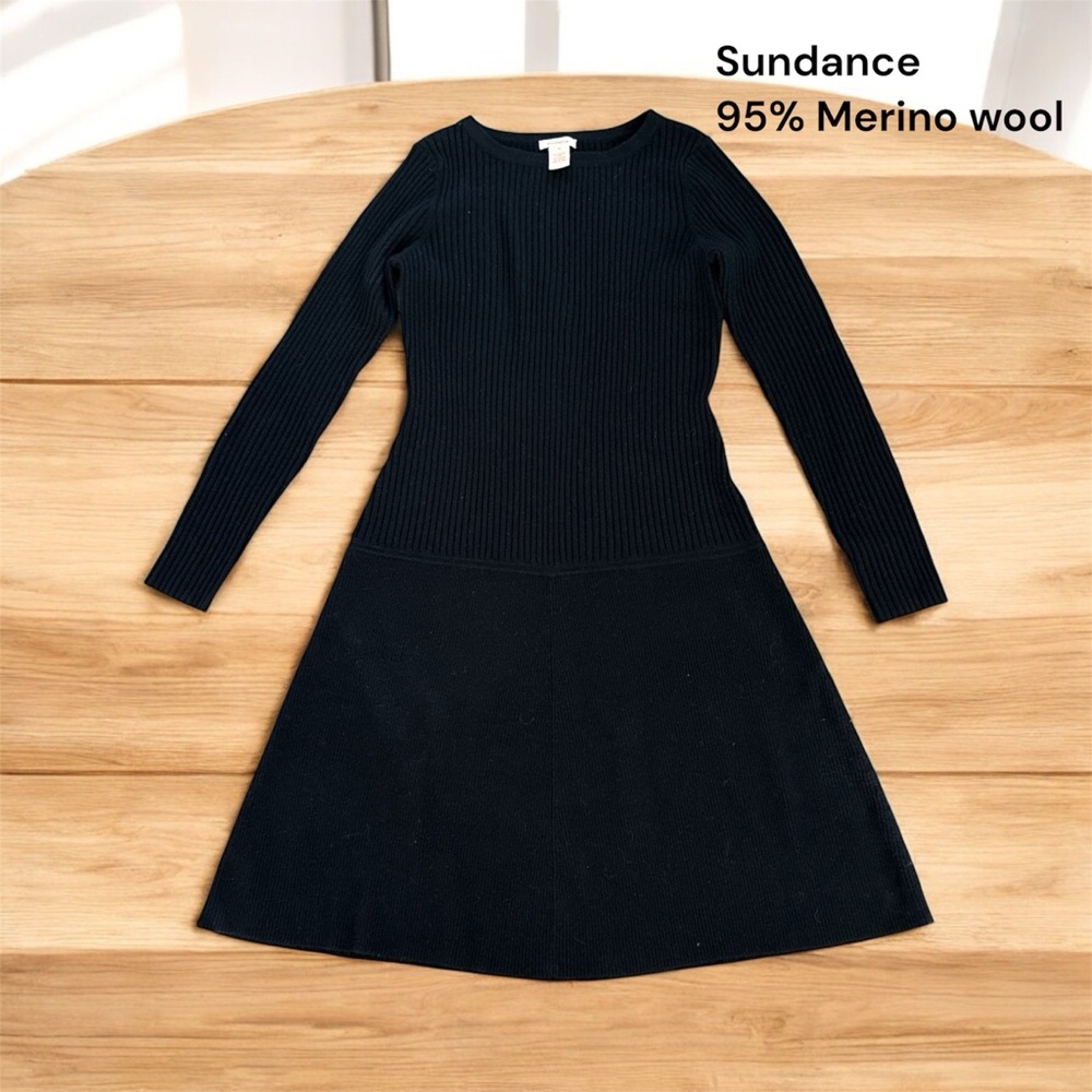 🐶❄️Sundance Classic Black Merino Wool Dress